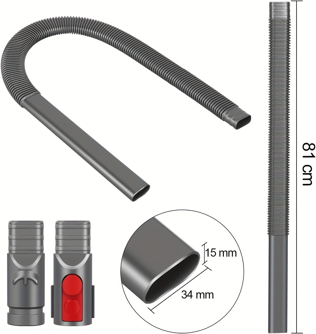 1pc   attachment compatible with dryer   plastic material flexible hose for   cleaning for most vacuum models v6 v15 details 4