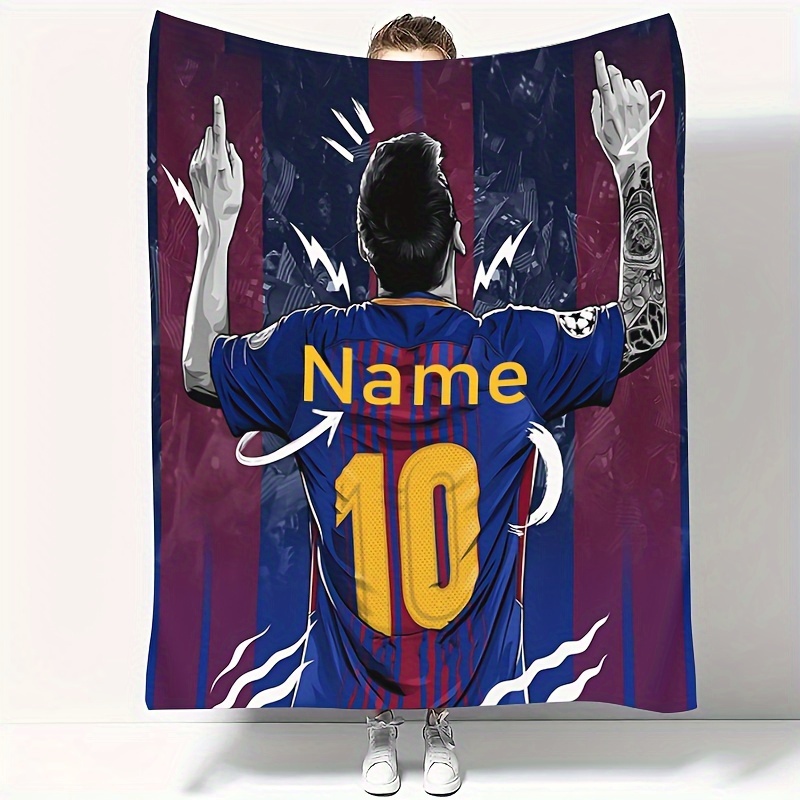 

Custom Football Jersey Silhouette Blanket - Personalize With Your Name, Soft & Cozy Flannel Throw For Sports Fans, Perfect For Travel, Camping, And Napping