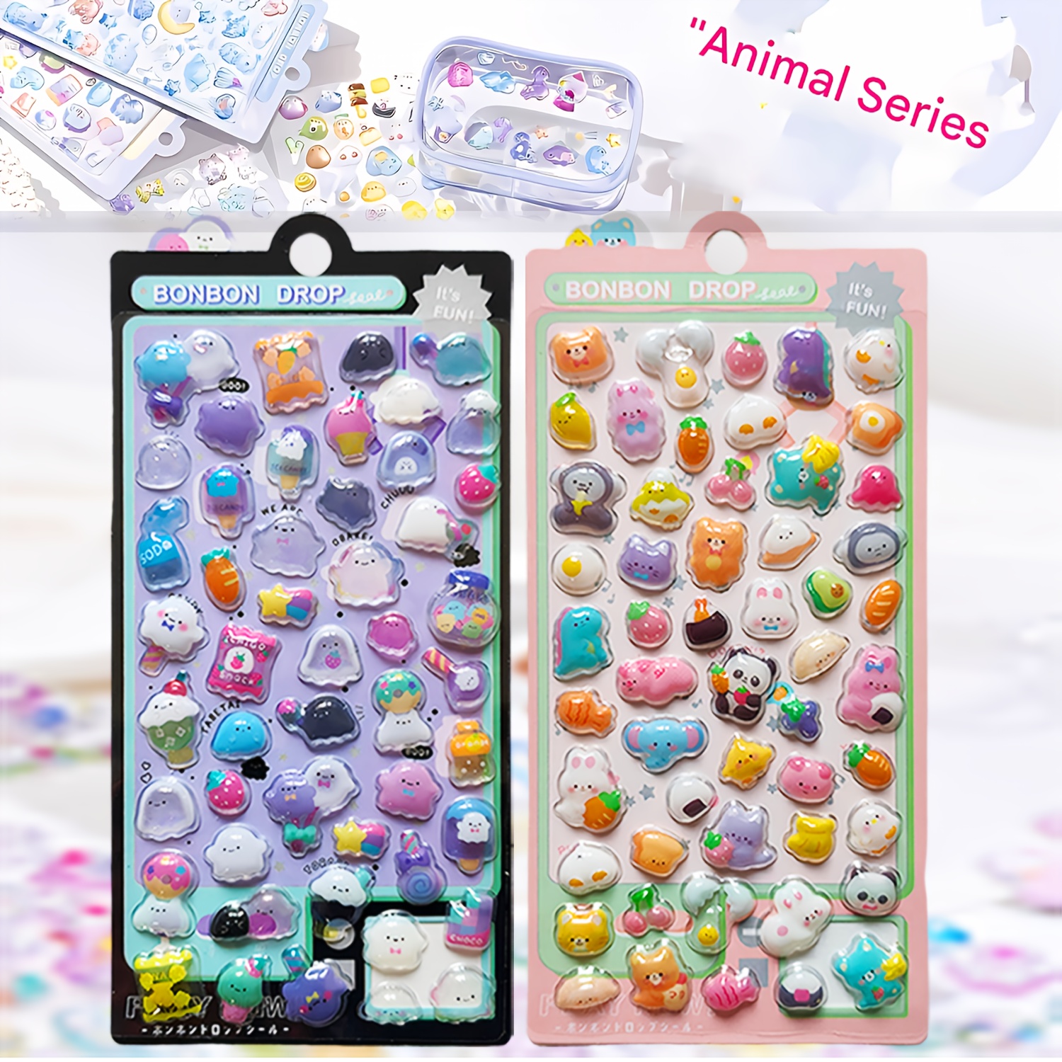 2pcs journal  ing 3d stickers 3d tactile pattern   decoration diy embossed stickers mini cute animal stickers small patterns for personalizing phone cases reward stickers q cute 3d tactile stickers party gift decoration