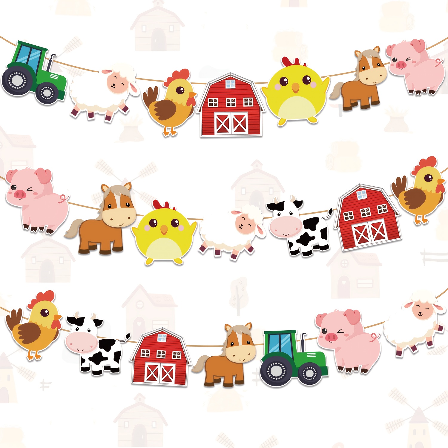 Image of 21pcs, Party Banners And Flags, Farm Animal Themed Birthday Party Flag Set, Suitable For Home Outdoor Celebrations And As Decorative Items For Gift Parties