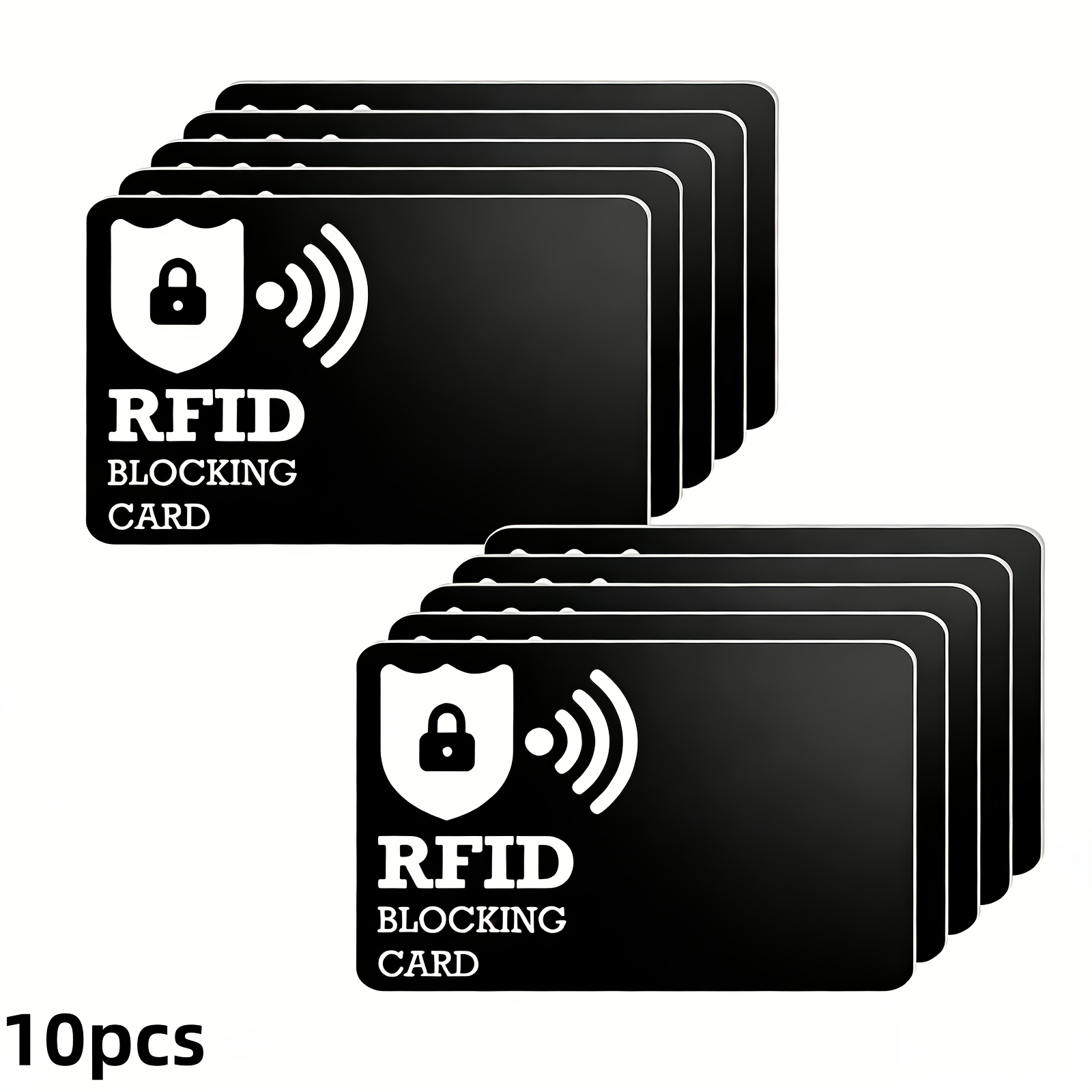 TEMU 10-pack Rfid Blocker Cards - Protect Credit/debit Cards & Passport From Skimming, 13.56mhz Nfc Protection, Ultra-thin Design