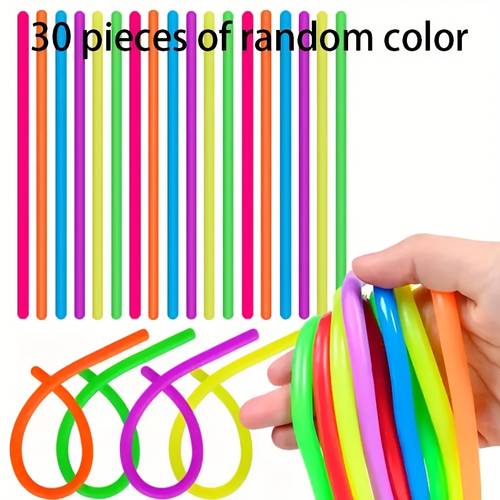 10 30pcs stretch noodle sensory toys noodles for boys girls and classroom rewards back to school gifts giveaways holiday prize box gifts presents classroom prize children gift birthday squeeze toy random color