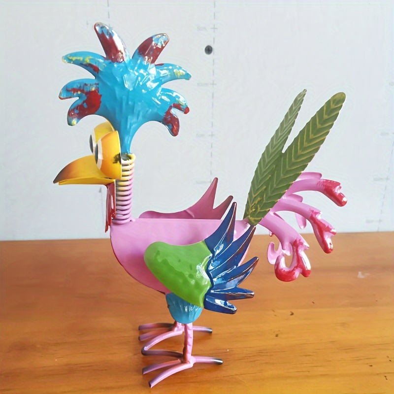 

Charming Metal Rooster Figurine - Colorful 3d Garden & Home Decor, Versatile Indoor/outdoor Accent Piece