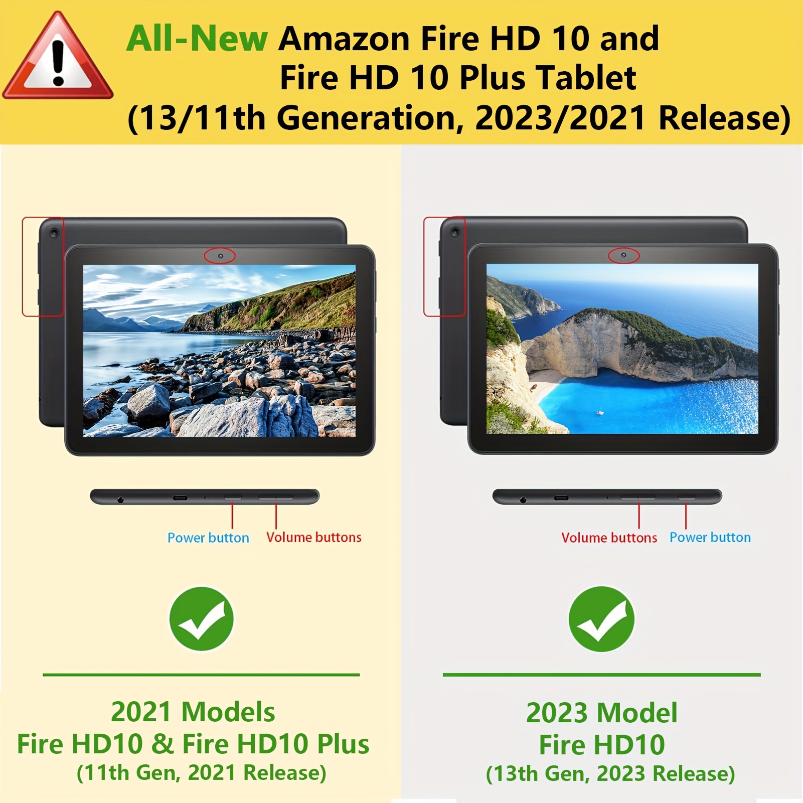 حافظة لجهاز AMZ Fire HD 10 وFire HD 10 Plus اللوحي الجديد كليًا (الجيل 13/11، إصدار 2023/2021) - غطاء واقف مناسب نحيف مع خاصية النوم/الاستيقاظ التلقائي، أسود