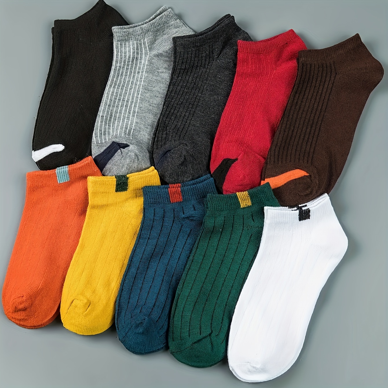 Image of 10 Pairs Of Youth Small Square Pattern Slip-on Summer And Spring Non-slip Short Socks In A College Style For, Designed To Be Low-cut And Invisible., For Teenager, For Teenager