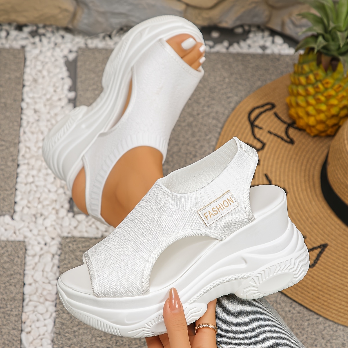 E-shop Damen Plateau-Sandalen, Verstellbarer Riemen & Blockabsatz, Bequeme Alltagsschuhe für den Sommer, für Freizeitaktivitäten, Spaziergänge,