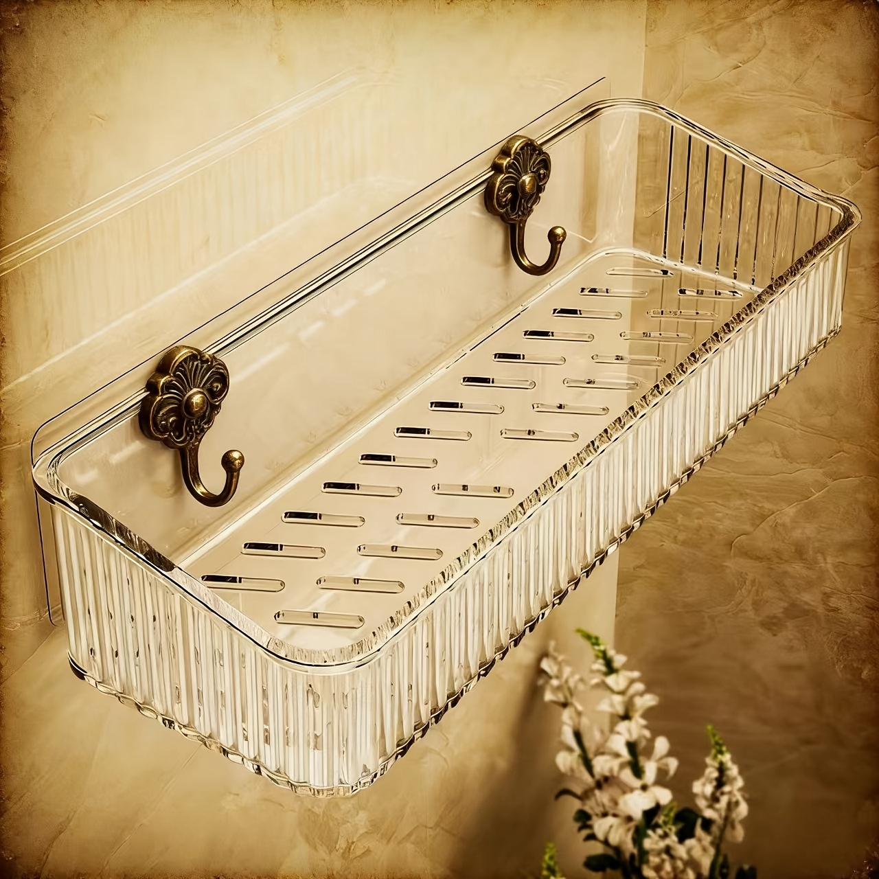 TEMU 1pc High-value Storage Rack Bathroom Toilet Washroom Punch-free Wall-mounted Washstand Wall Bathroom Supplies Storage Rack