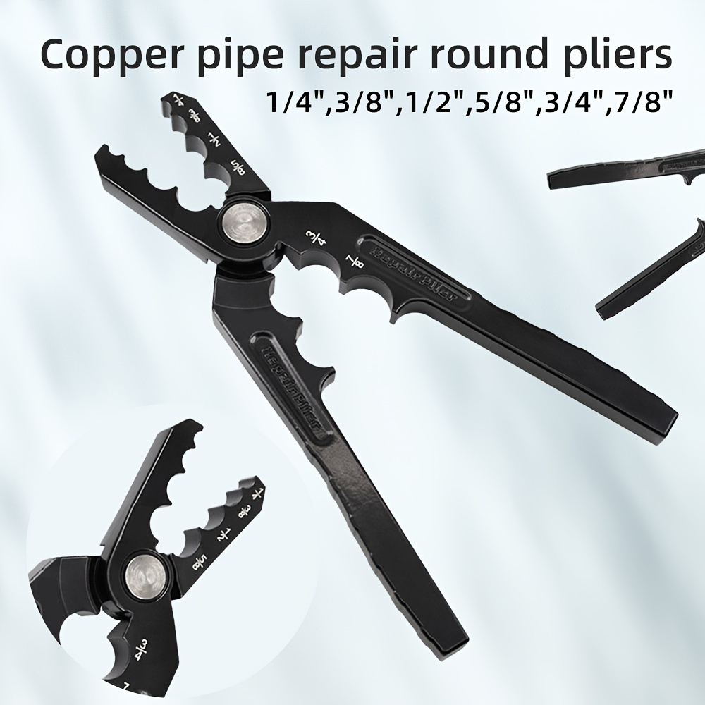 

Aluminum Pipe Repair Pliers Tool Set For Hvac Refrigerant Tubing, Multifunctional Round Shaping For Copper And Metal Pipes, No Electricity Needed, Fits 1/4", 3/8", 1/2", 5/8", 3/4", 7/8" Sizes