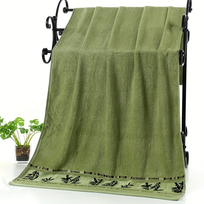Ensemble de Serviettes de Bain en Fibre de Bambou 3pcs / Set de Serviettes Brodées en Bambou 3pcs, Absorbantes & Séchage Rapide, Super Douces et Légères Couleur Beige, pour Salle de Bain Maison, Fournitures Idéales 70*140cm/27.5*55.1in