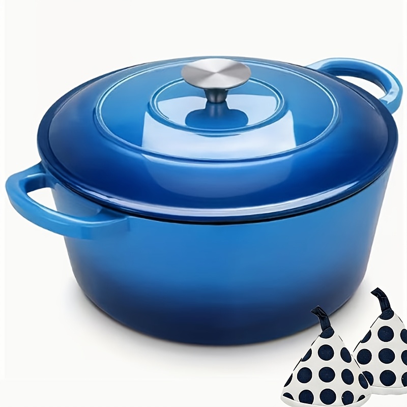 TEMU 6qt Enameled Dutch Oven With Lid, Dual Handles, . Perfect For Bread Baking & Daily Cooking. Versatile For Home Outdoor Use Lightweight Portable,