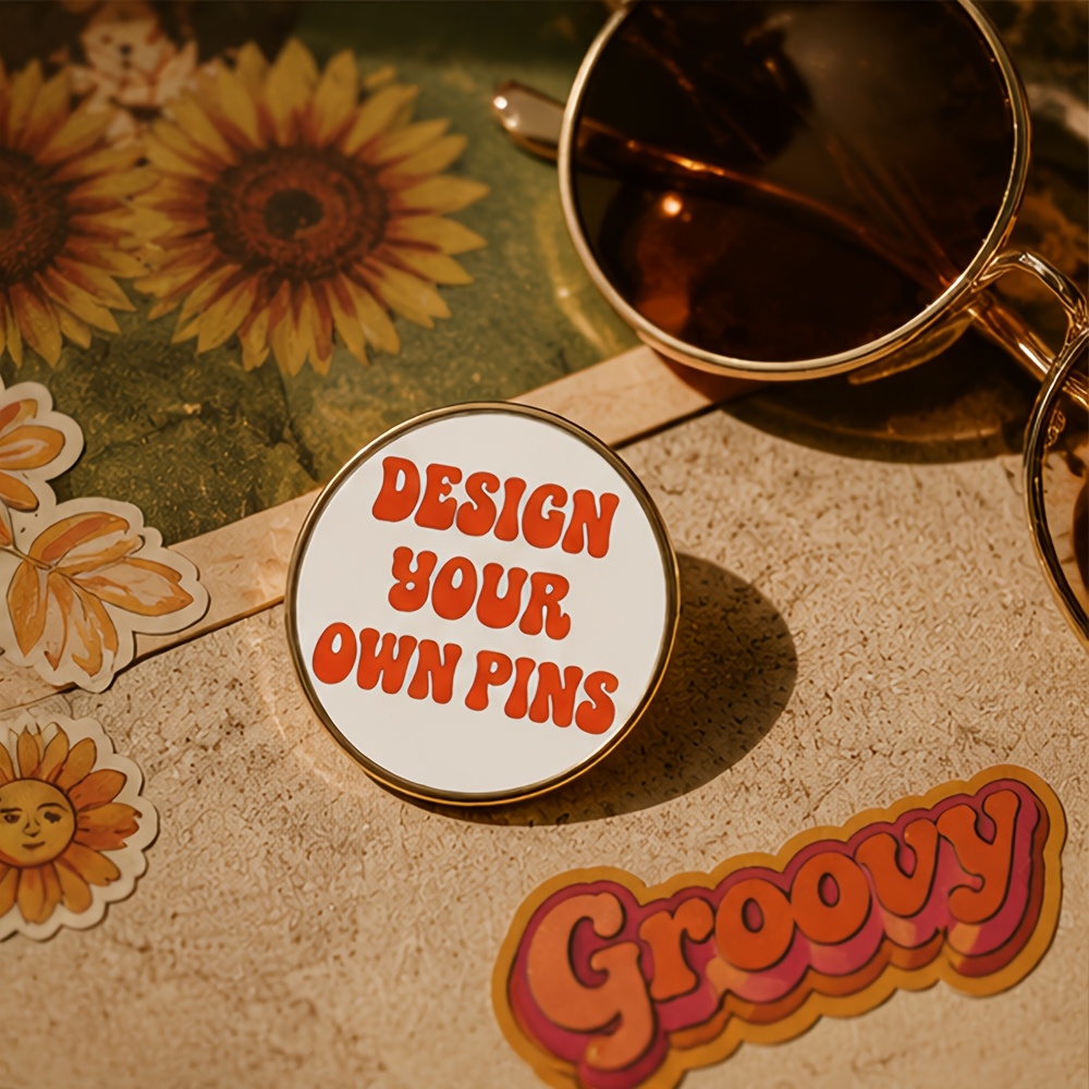 TEMU [custom] 1pc Sublimation Custom Golden And Silvery Metal Badge Brooch, Custom Team Brooch Badge Logo Picture Pattern, Sports Meeting Team Brooch