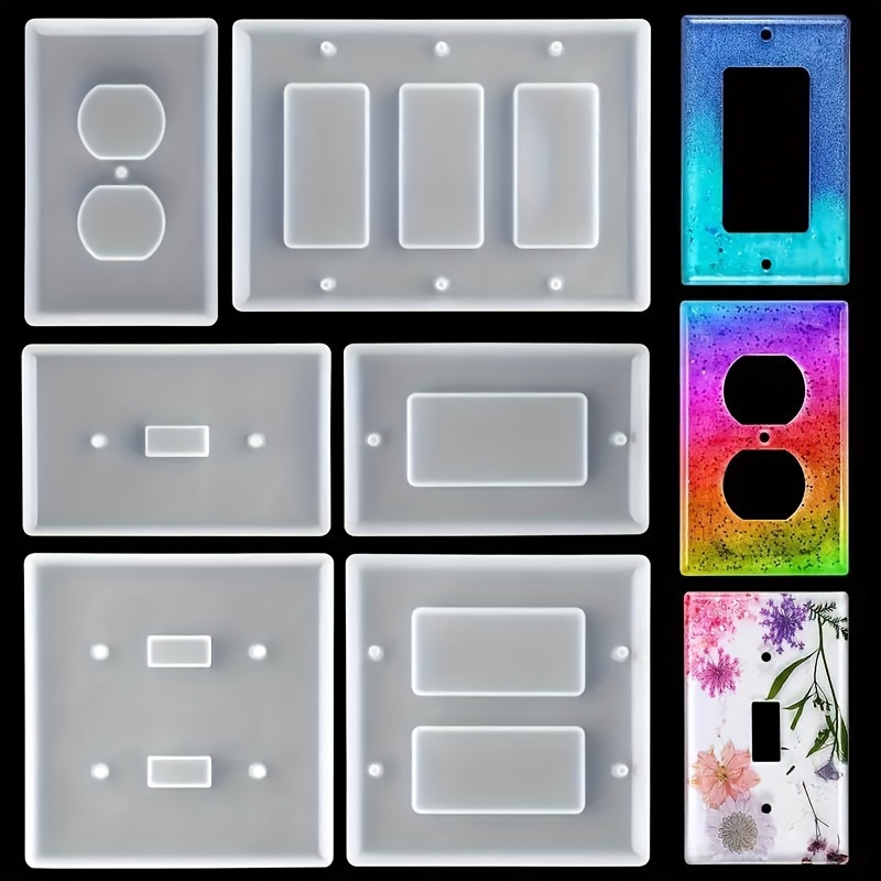 

6-pack Silicone Resin Casting Molds For Light Switch & Outlet Covers - Resin Molds For Wall Plate, Irregular Shape Crafting - Decorative Home Decor, Hobbyist Gifts