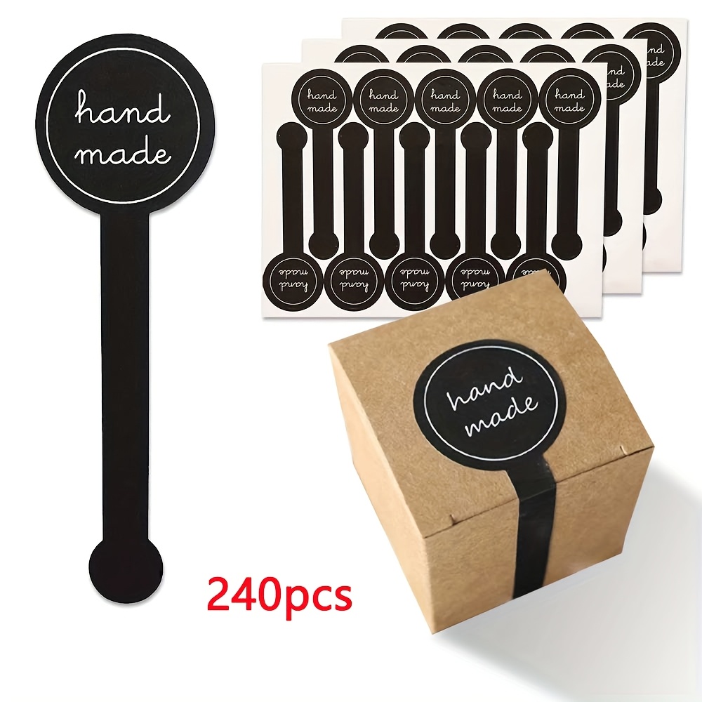 E-shop 120/240 Stück Handgemachte Schwarz & Pudding Verschlussaufkleber – Ideal für DIY-Geschenke, Handgemachtes Backen, Geburtstagsfeier, Hochzeit,