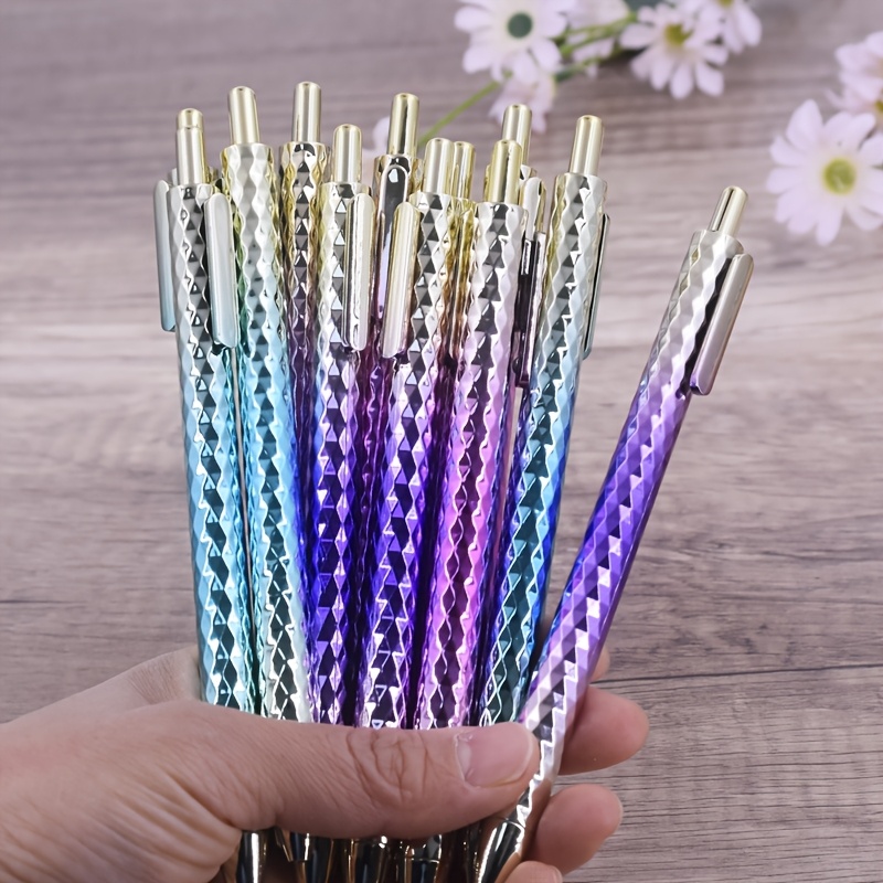 12-pack Gradient Color Push-button Ballpoint Pens With Spray Paint, Ideal For Gifts And Office Writing