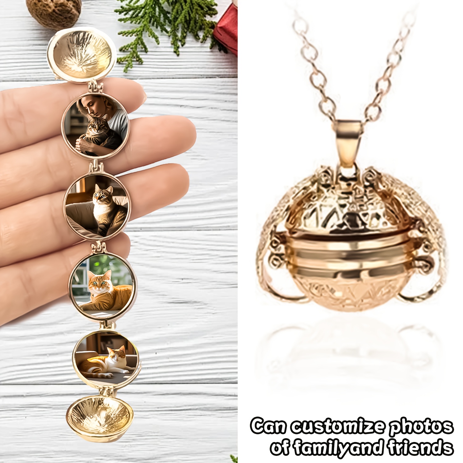 TEMU 1pc Collier Pendentif Personnalisé pour Femme, Mode Unique , Personnalisable avec Quatre Photos, Cadeau Polyvalent - Commémoration - Cadeau pour