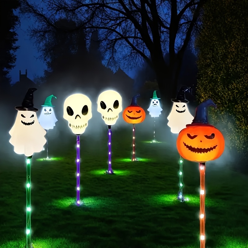 solar 6pcs halloween   lights color changing plug in outdoor waterproof decorative lights suitable for horror parties yard cemetery lawn and   decoration festive outdoor display lights Product details 4
