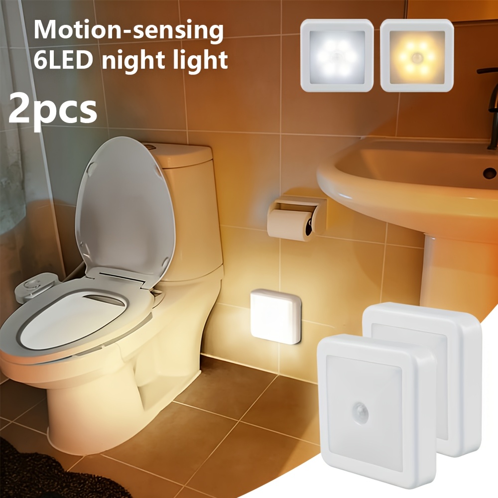 2pcs Smart Motion-Sensor 6-LED Floor/Ceiling/Wall Lamp Set