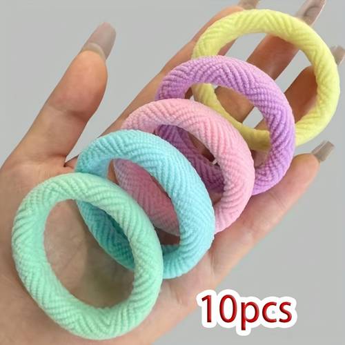 10pcs bohemian style striped high hair ties thick seamless stretchy rubber bands for ponytails updos vibrant colors beige ponytail holders durable hairbands