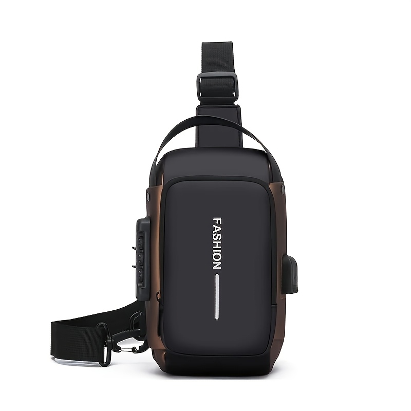 TEMU Stylish Men's Anti-theft Chest Bag, Motorcycle Crossbody Bag With Password Lock, Multi-pocket Lightweight Shoulder Bag For Travel Sports Daily