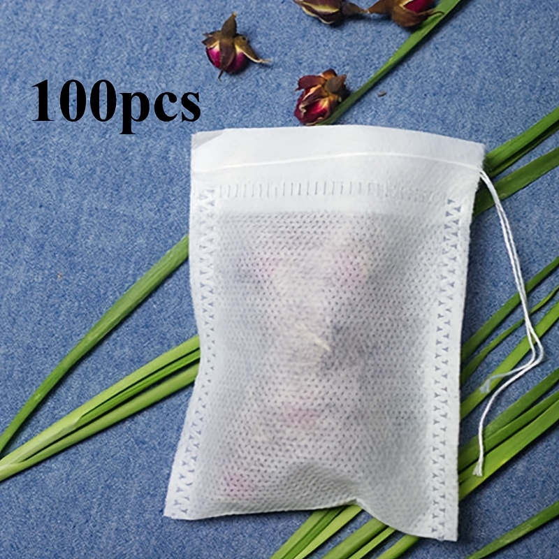 transparent non woven tea bags drawstring disposable spice Temu - Main Image