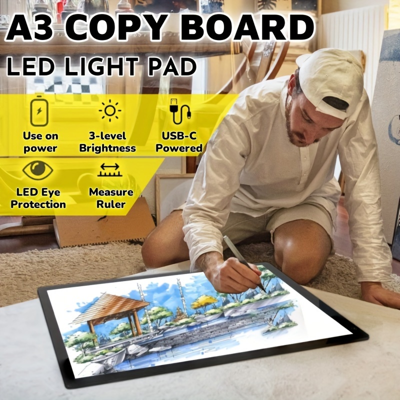 

Ultra-thin Led Tracing Light Box With Built-in Measuring Ruler, 3-level Dimmable Usb Powered Art Pad For , Drawing, Sketching & More, Tracing Paper For Drawing