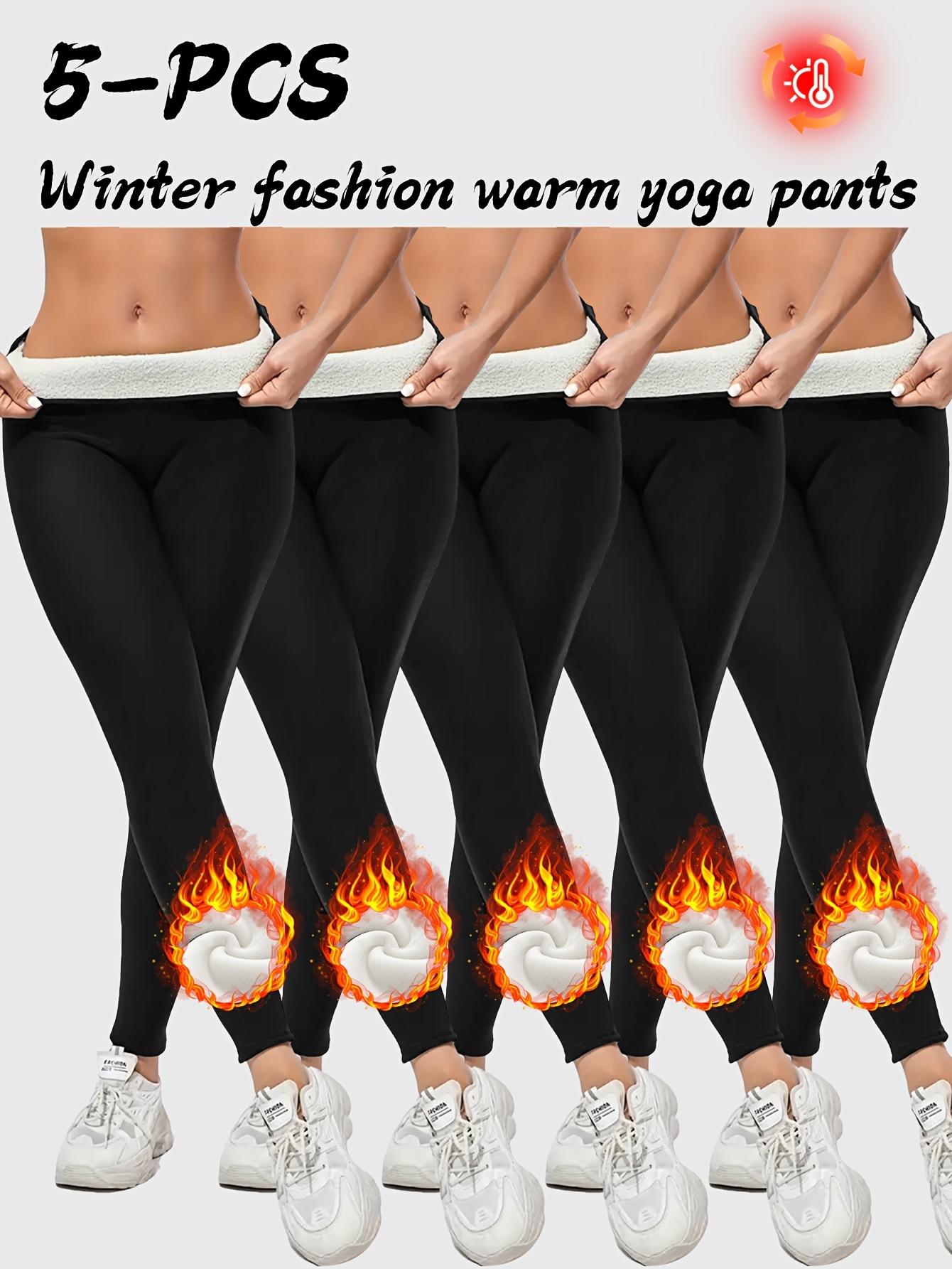 5-Pack Women'S Thermal Pocket Leggings | High Waisted Fleece Lined Yoga Pants, Buttery Soft & Stretchy for Winter Workou