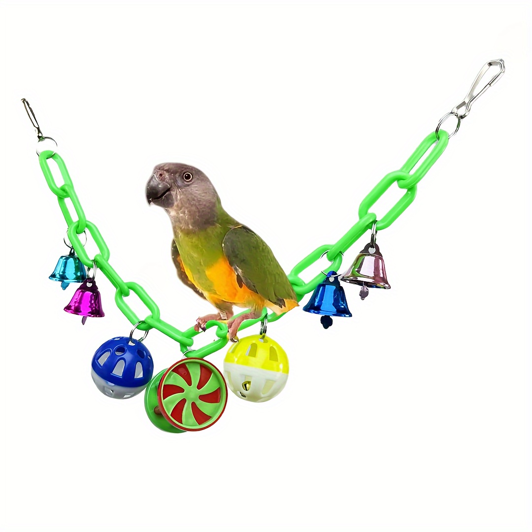 

1pc Colorful Hanging Bridge Swing Parrot Bell Toy, Plastic Bird Cage Chew Toy, Bell-toy For Small Birds And Parrots, Durable Pet Gift