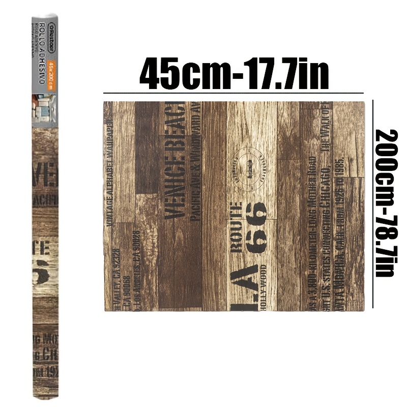 Image of 8- Suitable For Living Room, Bedroom & Kitchen Vintage Wood Grain Wallpaper With La Print - Self-adhesive Removable Suitable For Walls, Pvc Washable Wallpaper Suitable For Decor, La 66 Numbered Route