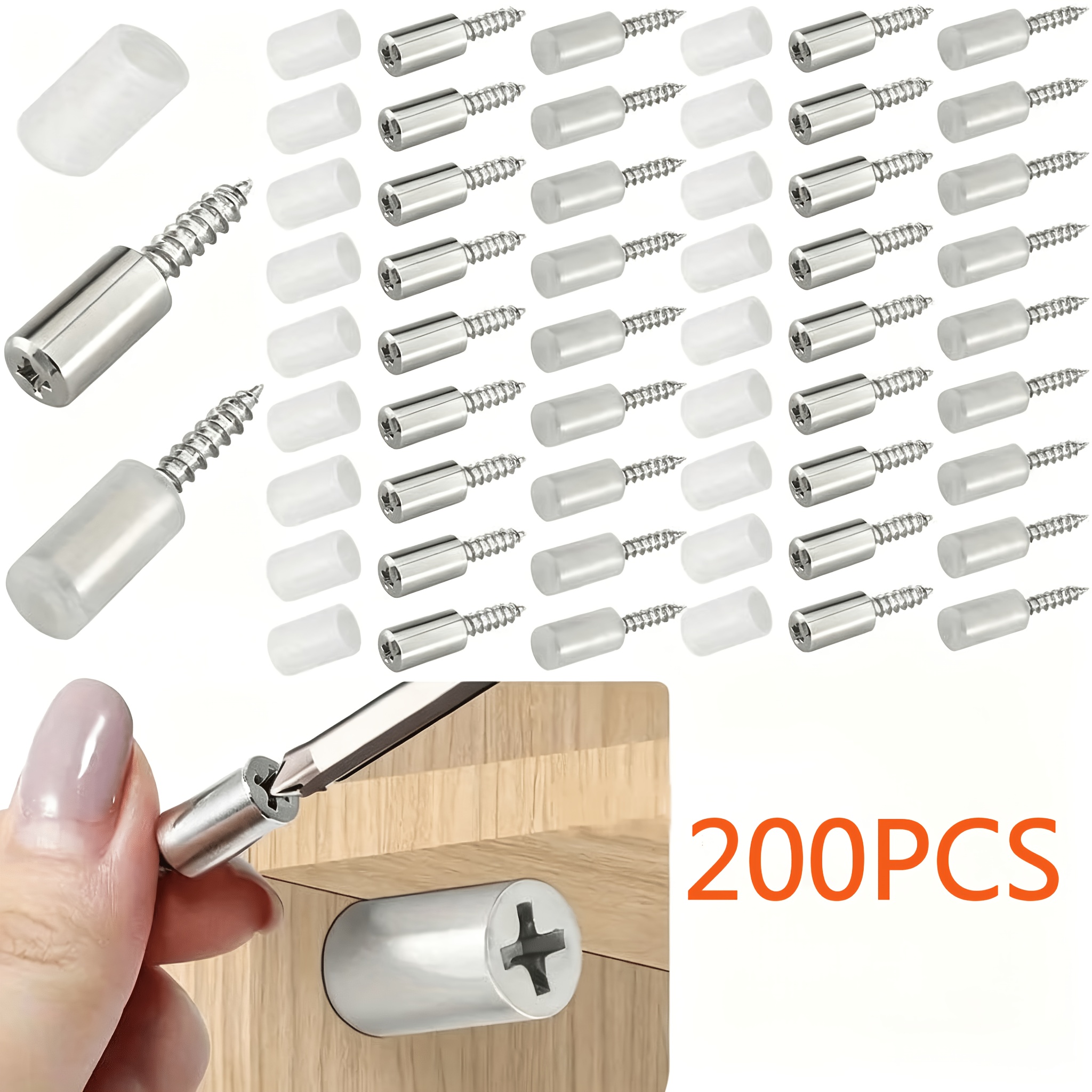 Image of 100/200/400 Self-tapping Shelf Support Nails With Non-slip Sleeves; -plated Round-head Phillips-head Screws-suitable For Cabinets, Shoe Racks, And Shelves-home Improvement And Diy Projects