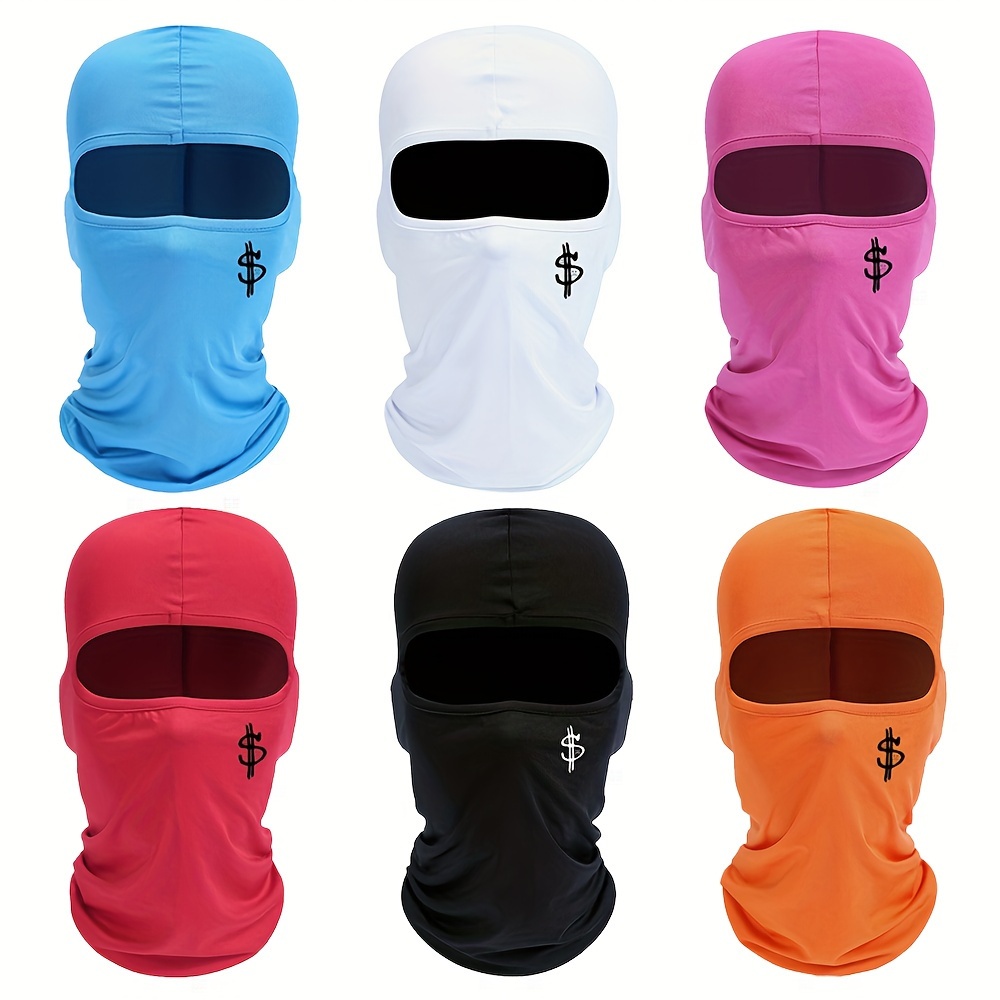 

6pcs Dollar Print Balaclava Face Mask Summer Cooling Neck Gaiter Uv Protector Motorcycle Ski Scarf For Men Women