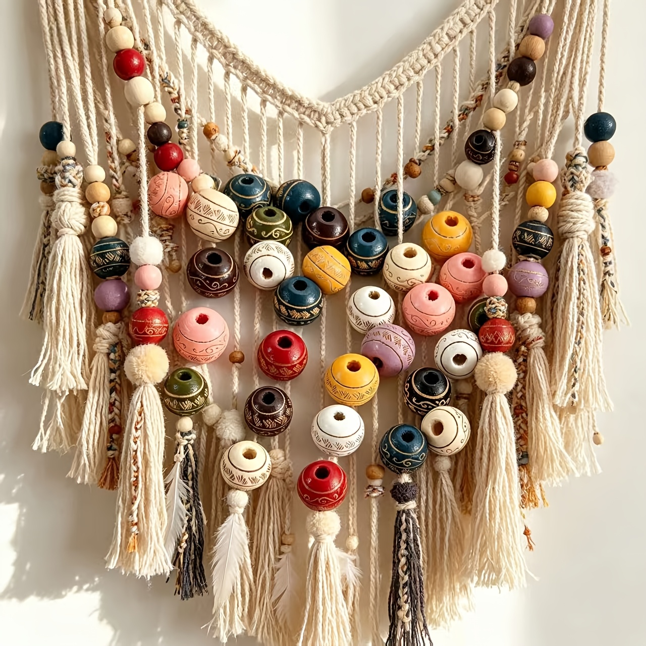 9pcs Large Hole Wooden Barrel Beads for Crafting