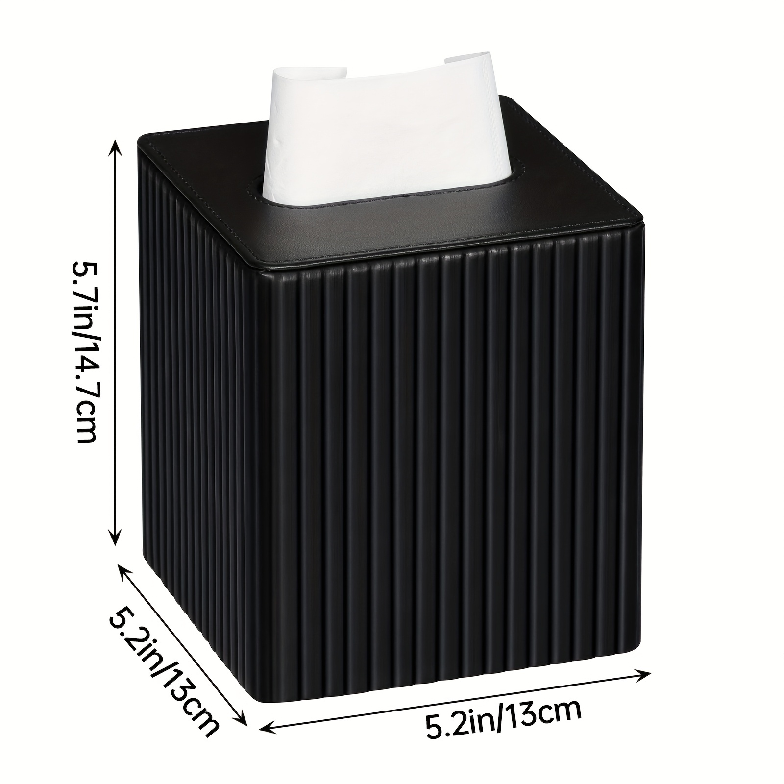   tissue box in elegant colors made of pu leather featuring a magnetic closure at   with a striped decorative surface suitable for bathrooms bedrooms or offices Product details 4