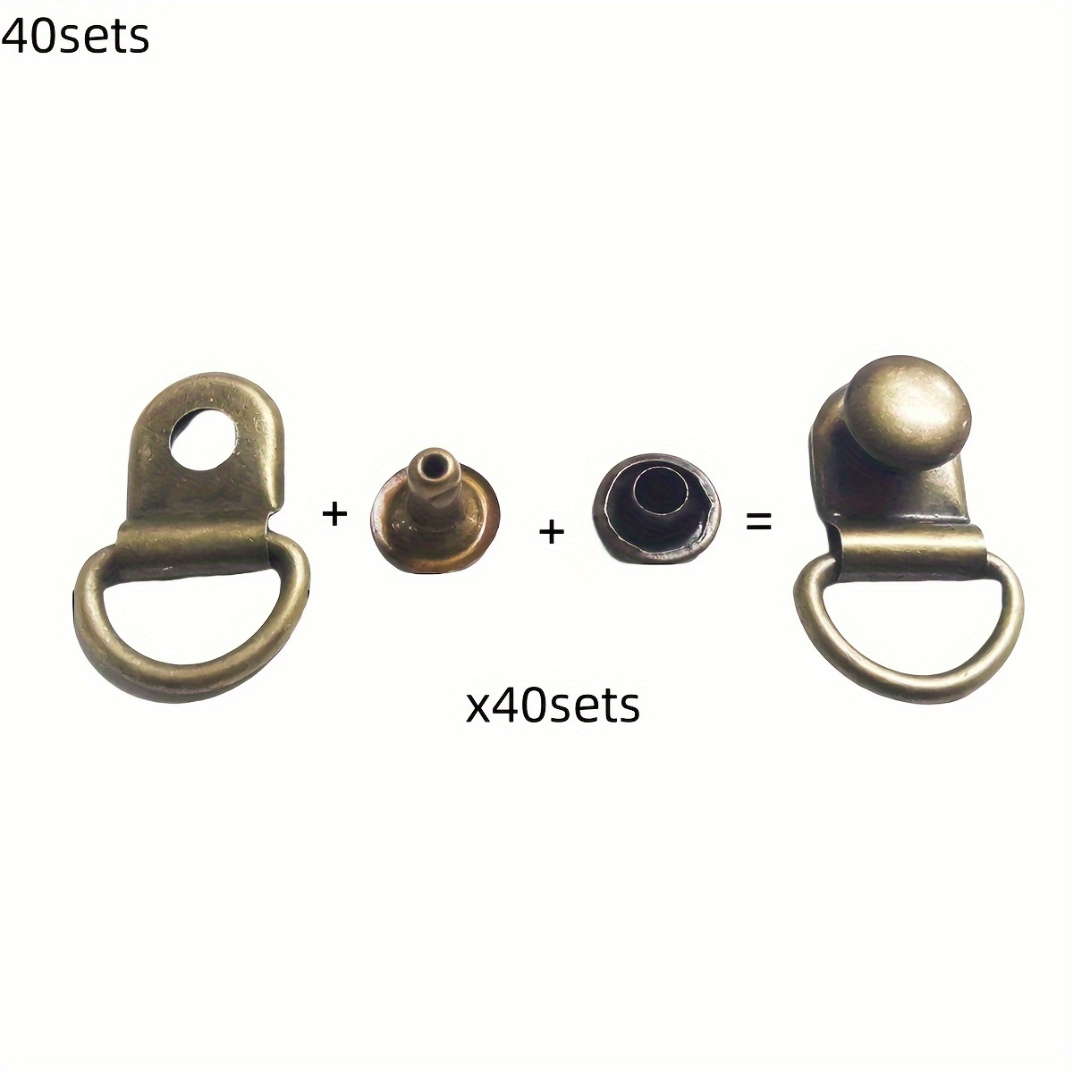 Image of 40 Sets Of Antique Brass Eyelets For Mountain Climbing Buckles, Lace D-ring Rivets, Leather Fasteners For Diy Shoe Straps And Backpack Repairs