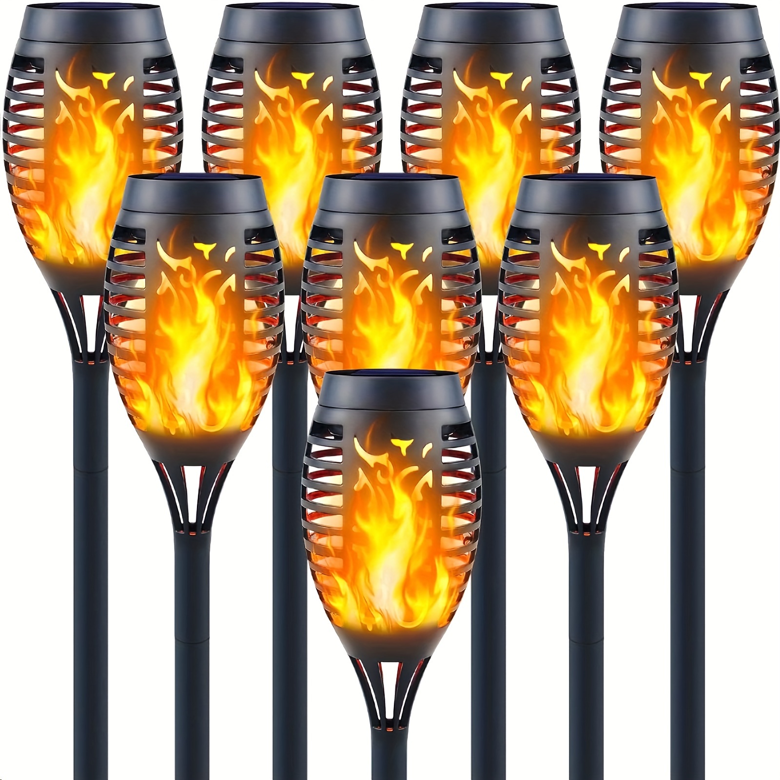 

8pcs Solar Lights Outdoor With Flickering Flame, 12-hour Continuous Solar Garden Lights, Universal Solar , Auto , 3s Installation, Ideal For Halloween Decorations, Garden