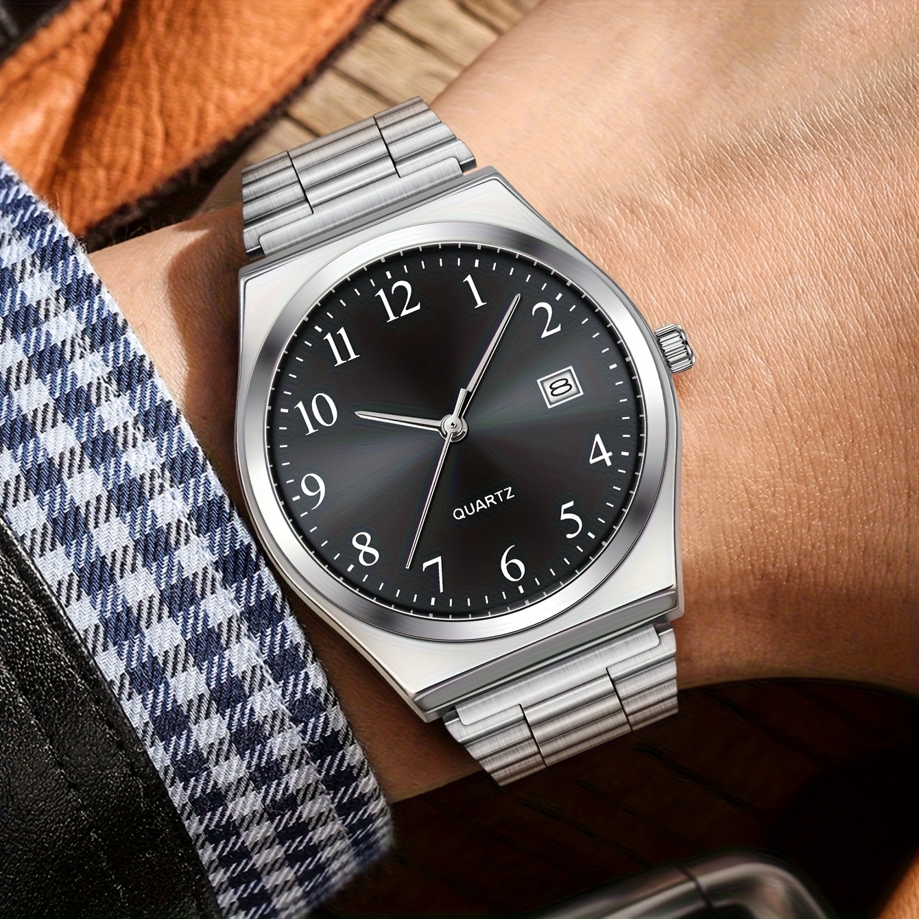 Reloj de Cuarzo Redondo de Una Pieza con Correa de Acero Inoxidable - Imagen 1