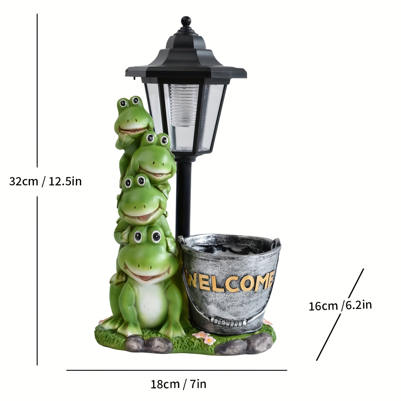 Image of 1pc Solar Frog Statue With Flower Pot, Outdoor Garden Decor With Warm Light, Creative Resin Planter Animal Sculpture For Patio Pathway, Unique Christmas & Birthday Gift
