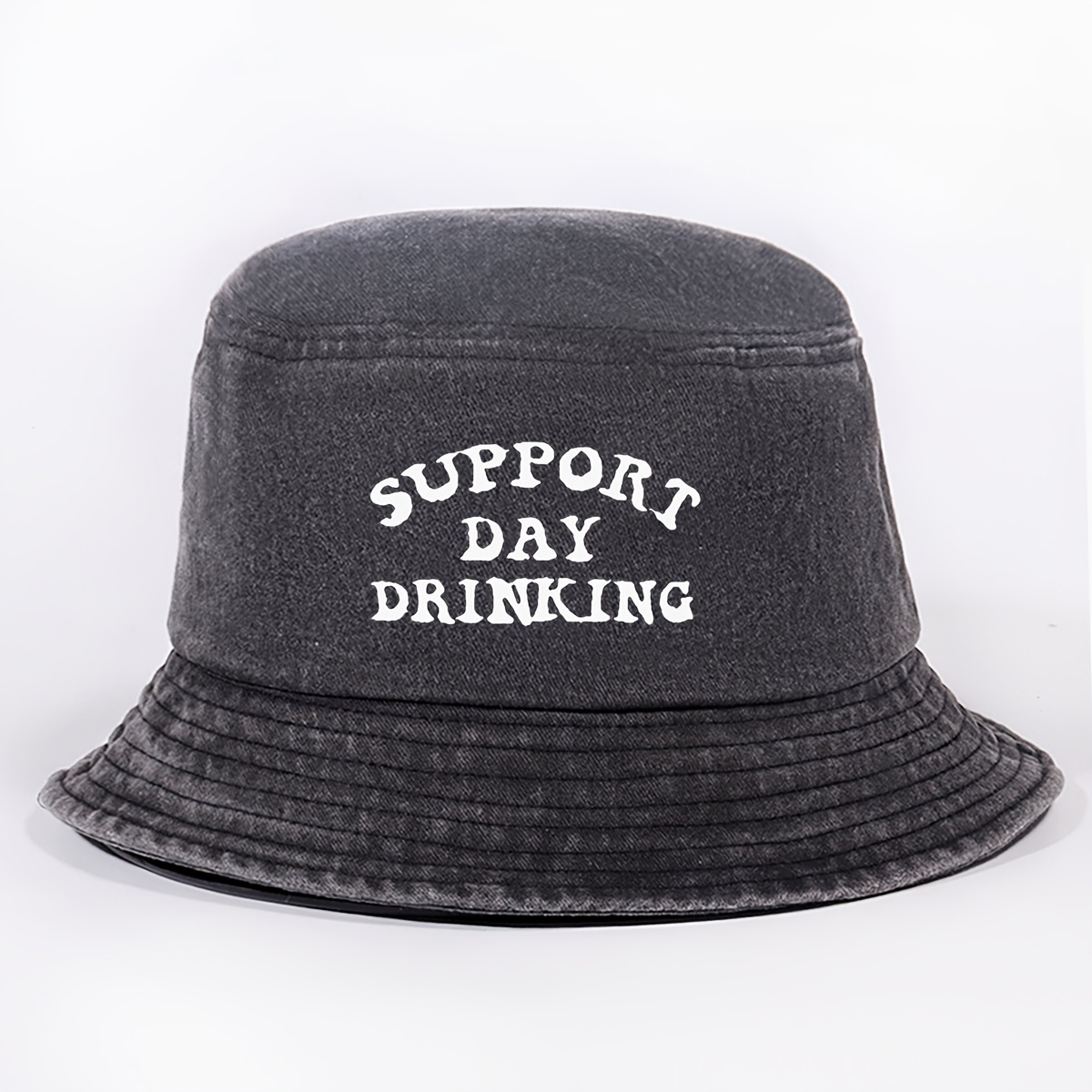 Image of 1pc" Support " Printed Washed Fisherman Hat - Quick-dry Fabric, Unisex Casual Bucket Hat For Outdoor, Parties & Holidays( Easter, , Graduation)