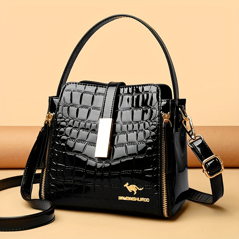 TEMU 2026 New Bucket Bag For Women, High-end Crocodile Embossed Pattern, New 2026 Style, Shoulder Crossbody Bag, Handbag, Mom Bag, Women's Wallet,