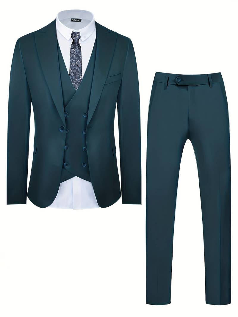 Costume Trois Pièces Homme - Coupe Slim - Veste, Gilet Et Pantalon - Pour Mariage Ou Affaires