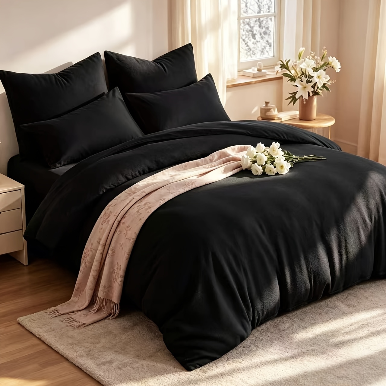 Image of 3pcs Bedding - 1 Duvet Cover And 2 Pillowcases. Enjoy Sleeping With Our Soft, Skin-friendly Material. , Durable, And With A Practical Zipper For Easy Bedding