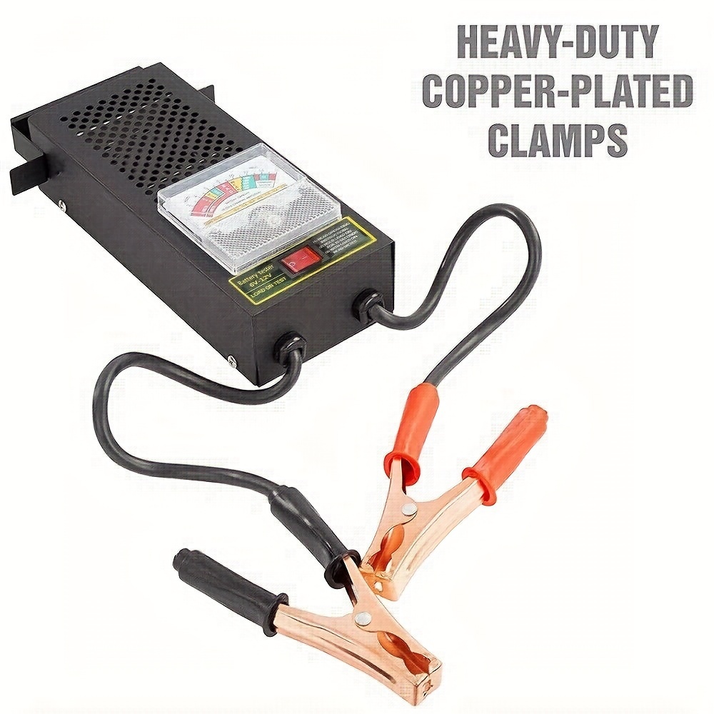 TEMU 6v-12v Car Battery Tester With Digital Voltage Display - Pe Material, Automotive Charging System Repair , Battery Condition & Motor Diagnostic Tool, Includes Copper Clamps For Easy Connection