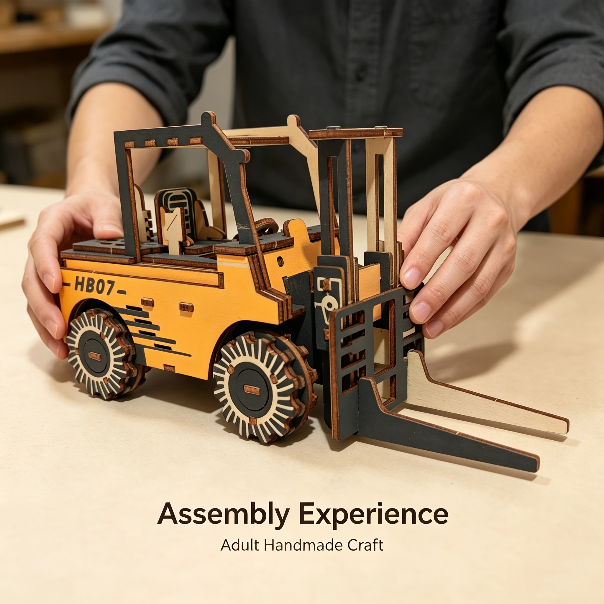 Wooden 3D Puzzle Model (Forklift) | Handmade Assembly