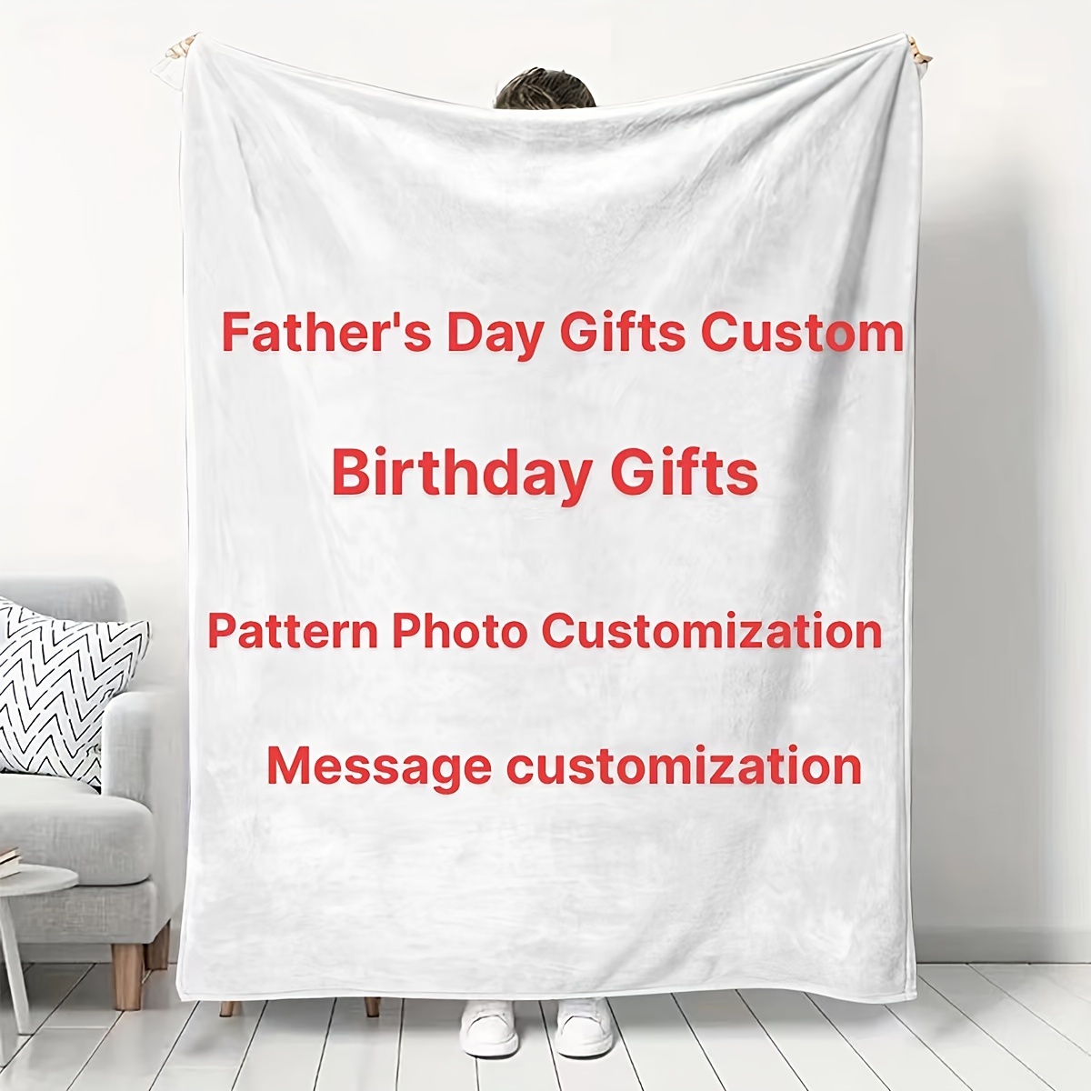 

1pc Custom Flannel Blanket With Photos Or Text, Soft And Warm Memorable Blanket, Great Holiday Gift For Classmates, Friends, Family And Lovers, Used For Nap, Camping, Travel, And Car