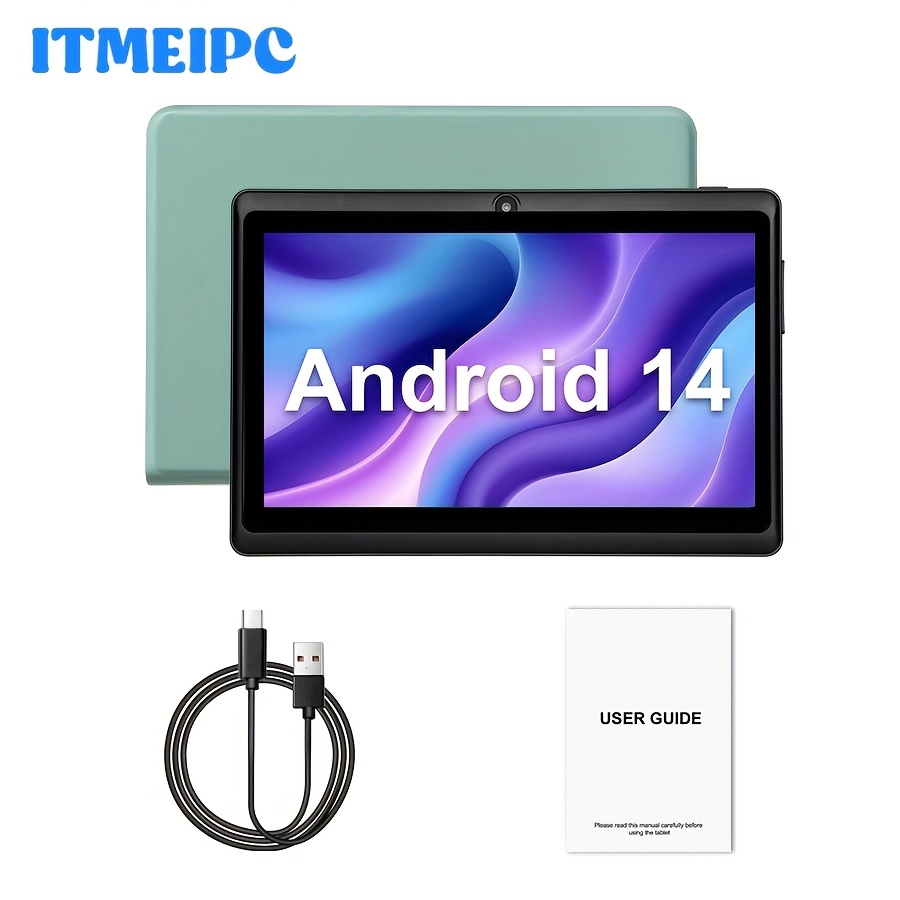 7-inch Android 14 Tablet – 4GB RAM (2+2 Expansion) + 32GB ROM, Quad-Core Processor, HD IPS Display, Dual Cameras, Supports Memory Card Expansion, GMS, with Protective Case – 2025 New Model, Tablet, Pad, Tablet, Pad