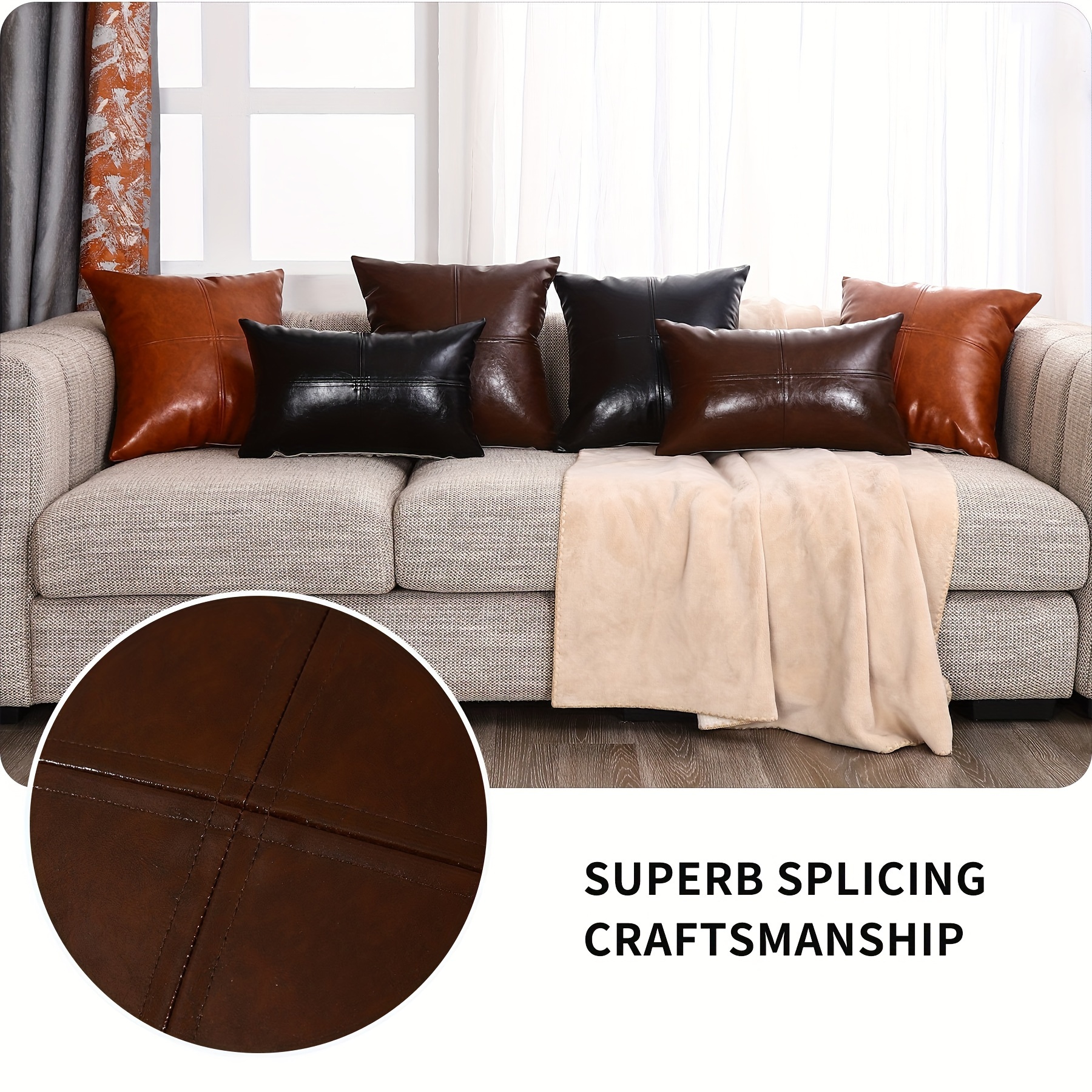 Cushion Covers For Brown Leather Sofa Large Brown Patched Buffalo