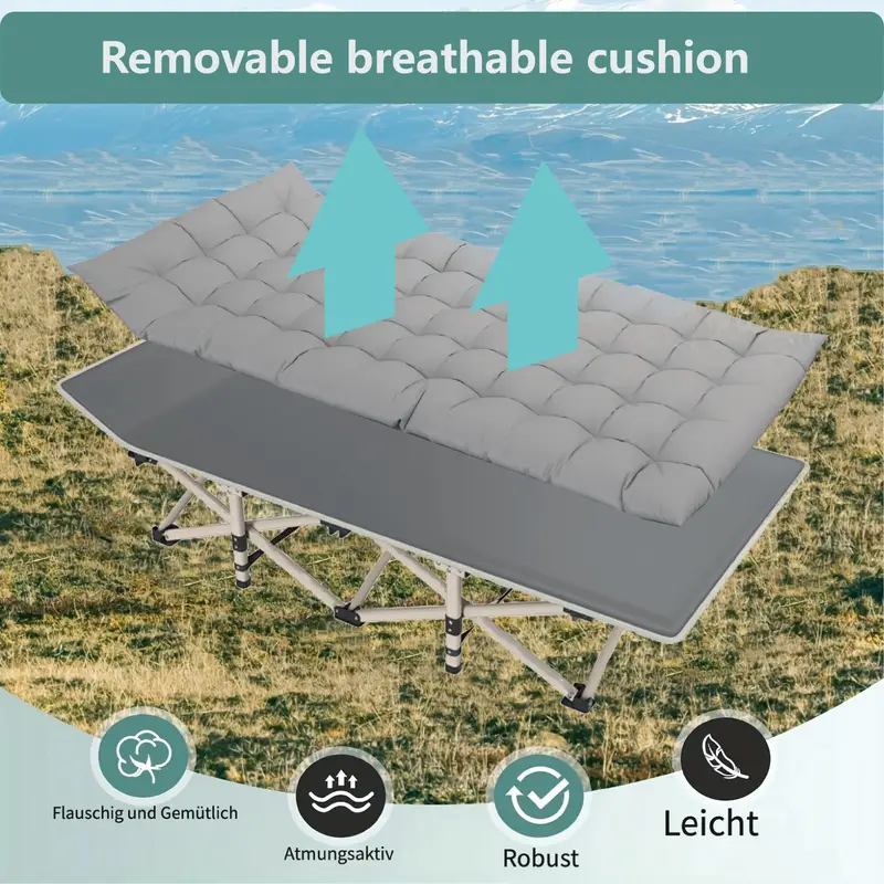 28in folding camping cot for adult portable sleeping cot with mattress outdoor heavy duty cot bed for camp with carry bag for home office camp travel vacation outdoor only Product details 5