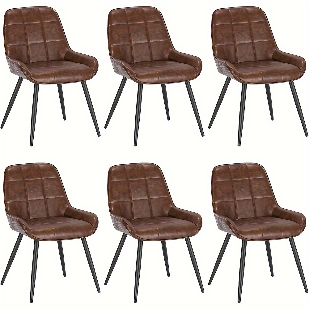 Image of 6pcs Dining Room Chairs Set Of 6 Upholstered Faux Leather Kitchen Chair Padded Accent Chair For Living Room Bedroom Kitchen, Ergonomic Chair With Backrest