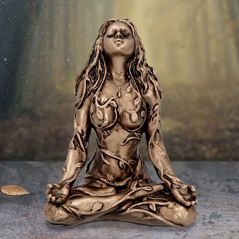 

1pc Rustic Resin Gaia Goddess Figure, Handcrafted Spiritual Statue, Weather-resistant Home & Garden Decor, Inspirational Meditation Art