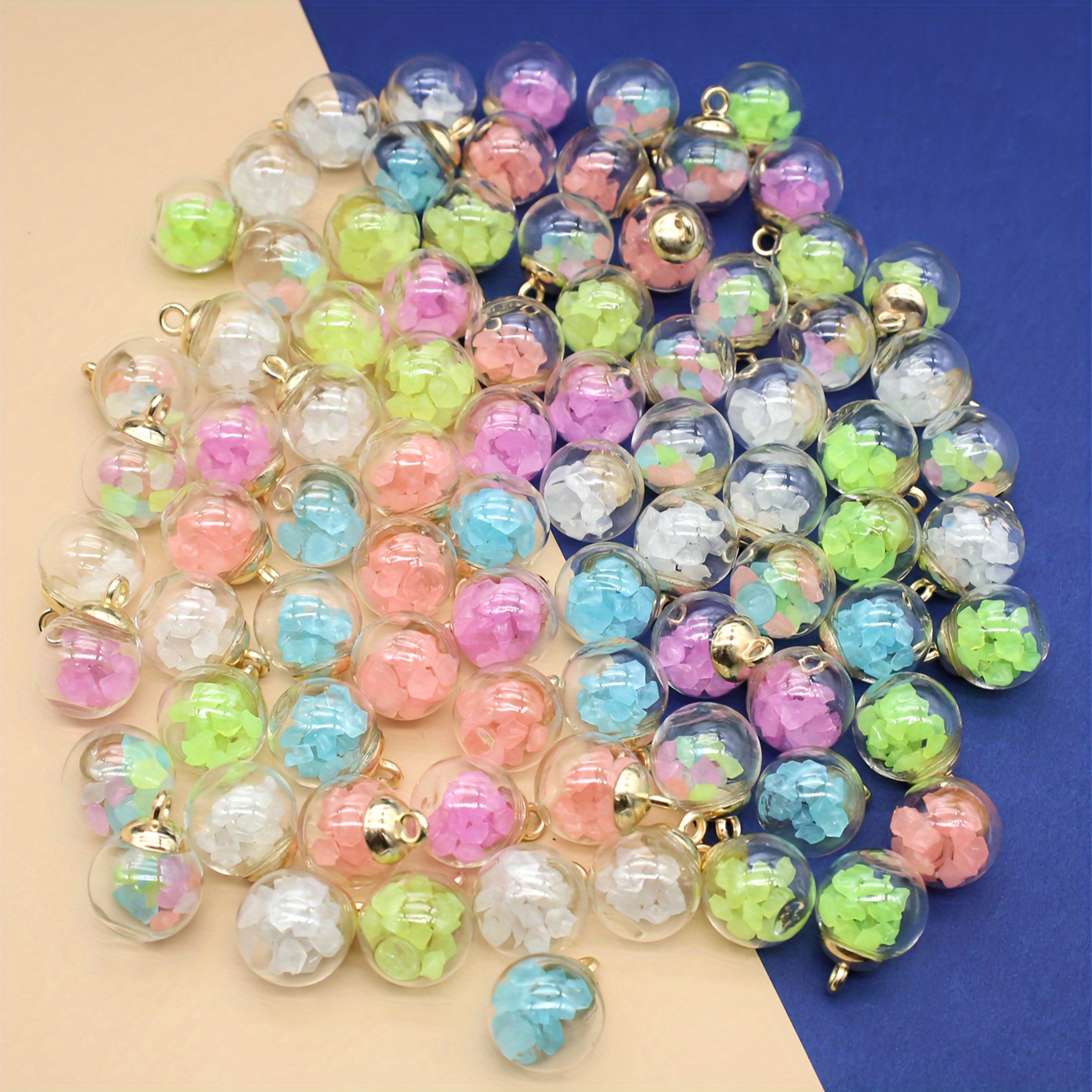 

20pcs Luminous Sweet Multicolor Glass Pendant Diy Earrings Bracelet Jewelry Clothing Accessories Materials