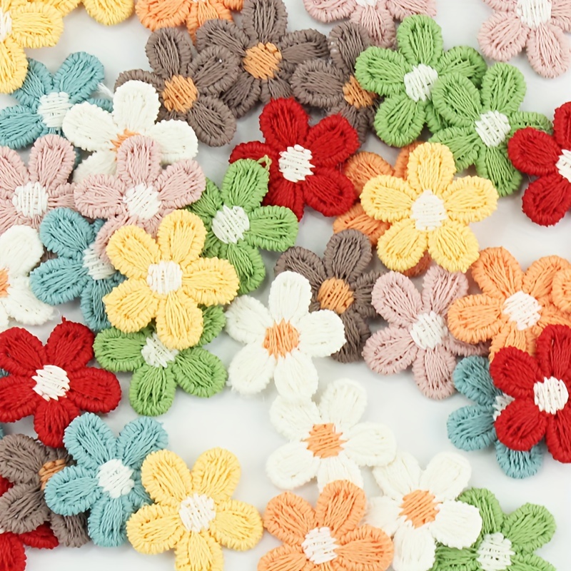 

80 pièces de fleurs de en , appliques brodées, mélangées, embellissements en tissu l'artisanat, la , les vêtements, les pantalons, les , les décorations de - 0,59